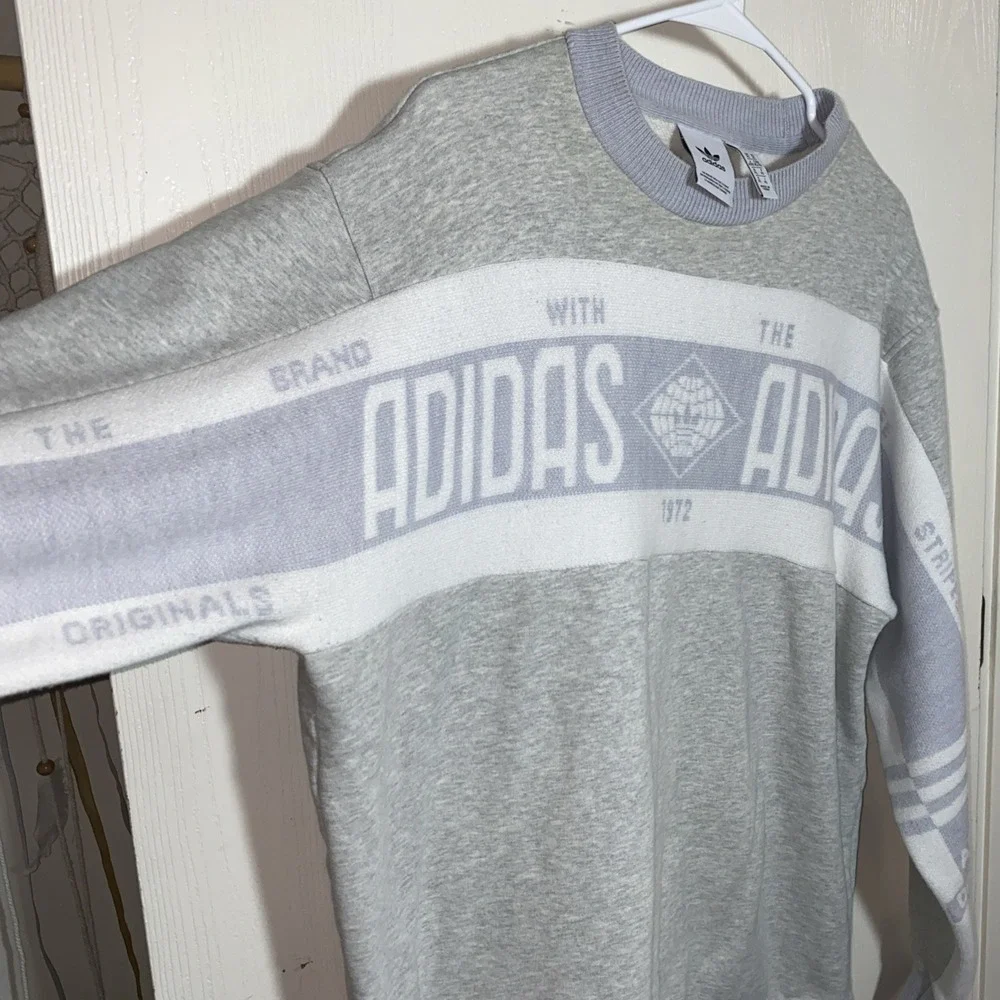 Adidas Originals Real Scarf Crew‎ Casual Sports Round Neck Pullover Grey XL